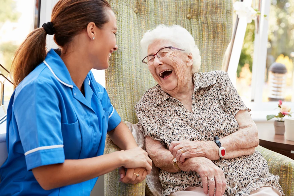 Socially active seniors spending time together in assisted living