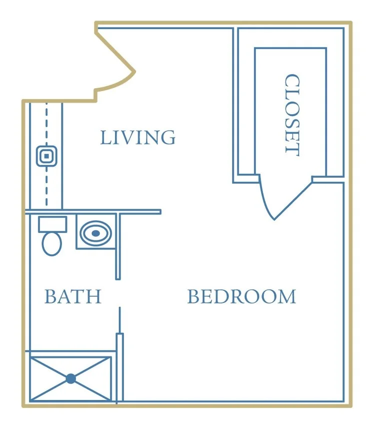 Studio Unit floor plan at Heritage Assisted Living