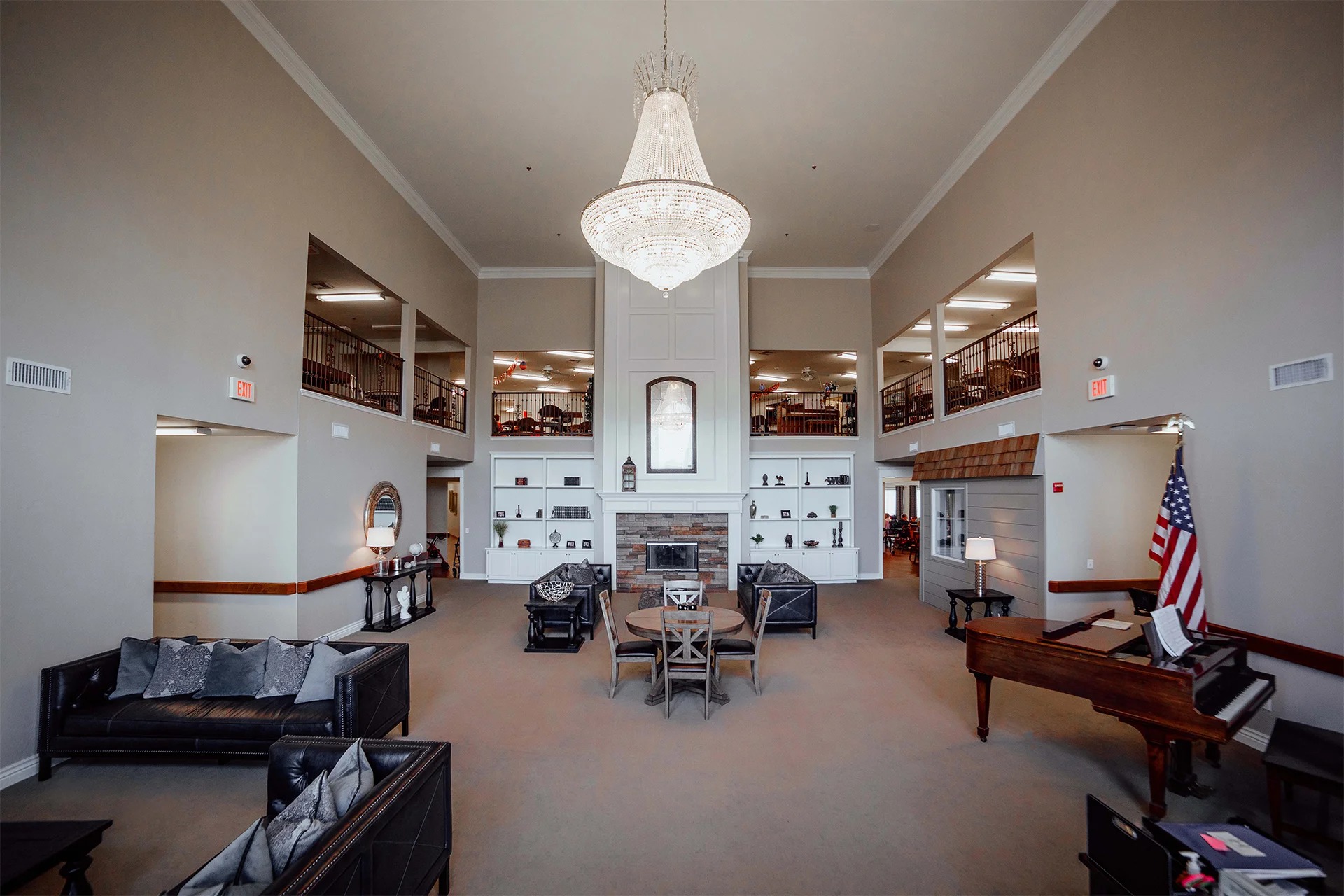 Heritage Assisted Living lobby where residents gather and social hour takes place